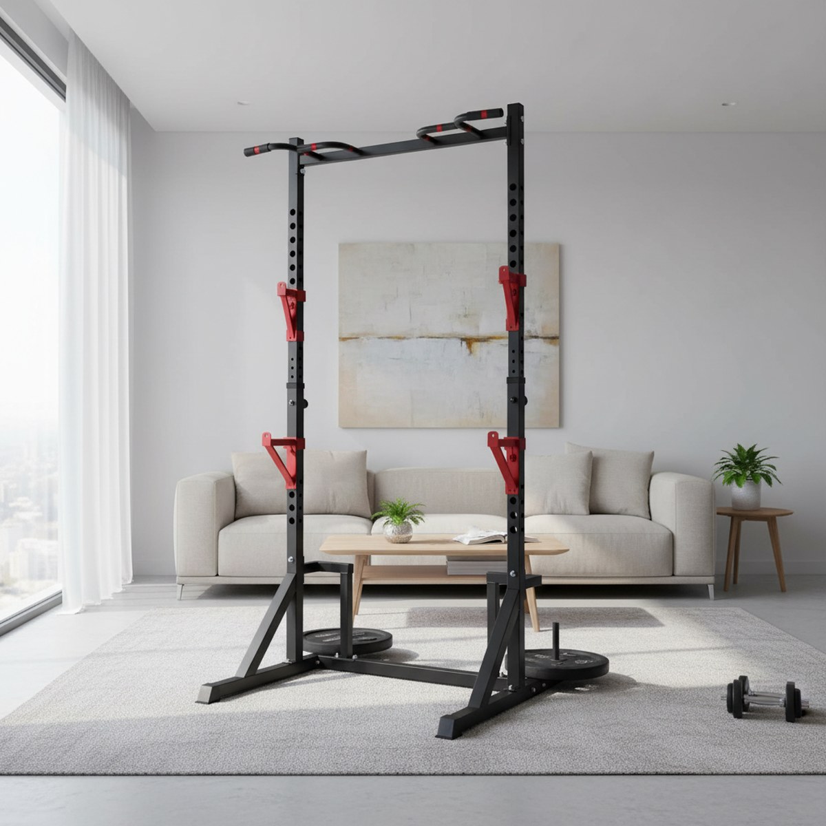 Adjustable Power Rack with Pul - đánh giá và giá Pull Up Bar